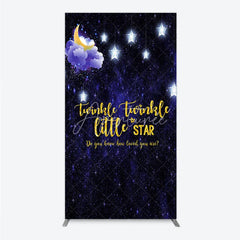 Aperturee - Aperturee Dark Blue Starry Night Twinkle Little Star Rectangle Arch Backdrop Moon and Glowing Stars Baby Shower Decor