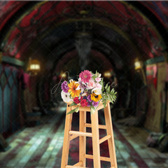 Aperturee - Aperturee Dark Circus Hallway Photography Backdrop Gothic Carnival and Steampunk Theme Vintage Halloween Photo Shoots