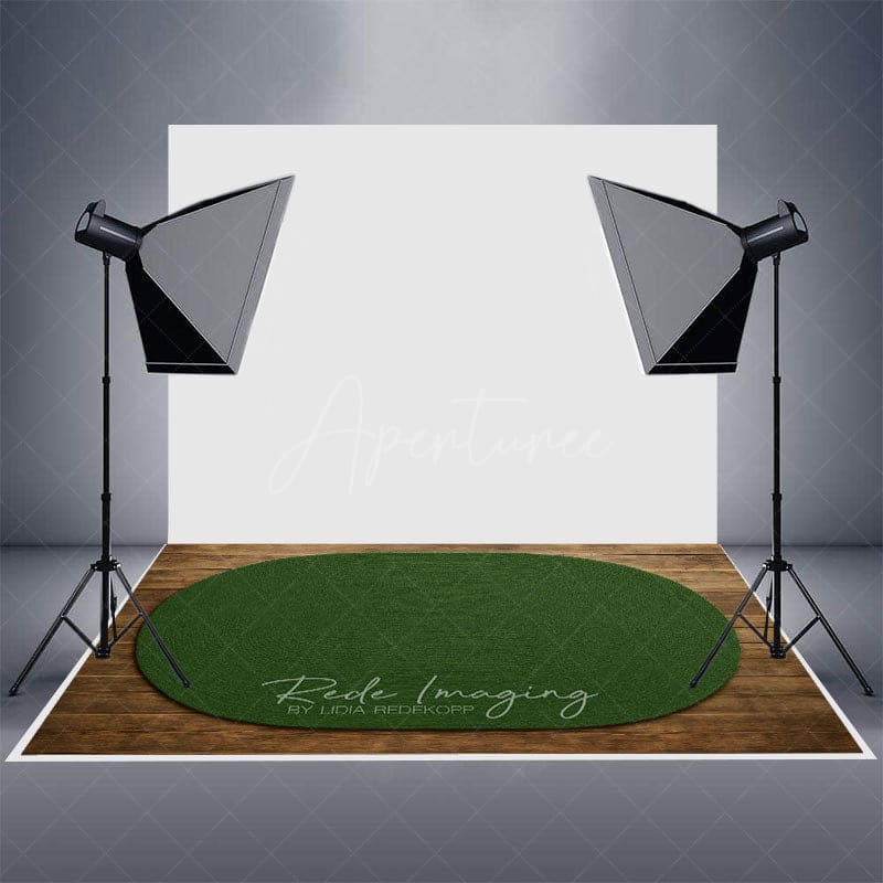 Aperturee - Aperturee Dark Green Oval Carpet Rubber Floor Mat For Photo