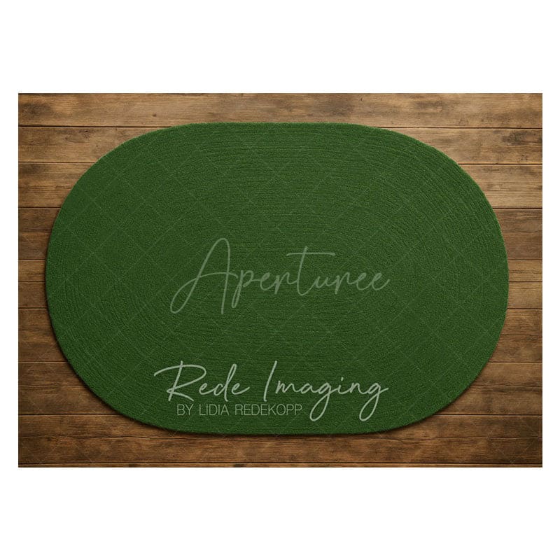 Aperturee - Aperturee Dark Green Oval Carpet Rubber Floor Mat For Photo