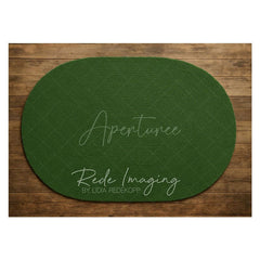 Aperturee - Aperturee Dark Green Oval Carpet Rubber Floor Mat For Photo