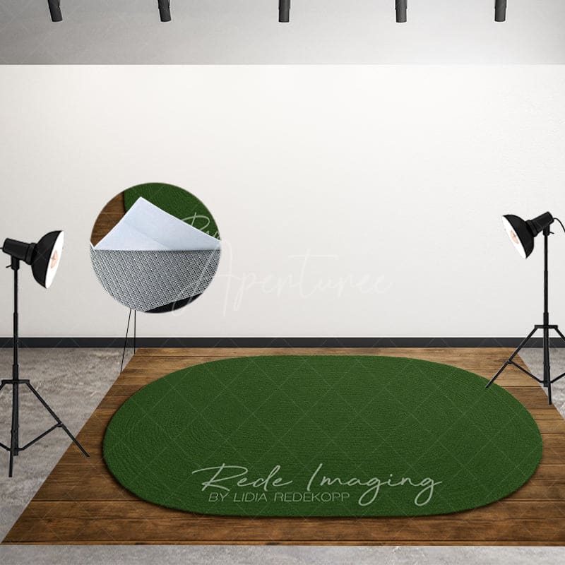 Aperturee - Aperturee Dark Green Oval Rug Fabric Floor Backdrop For Photo