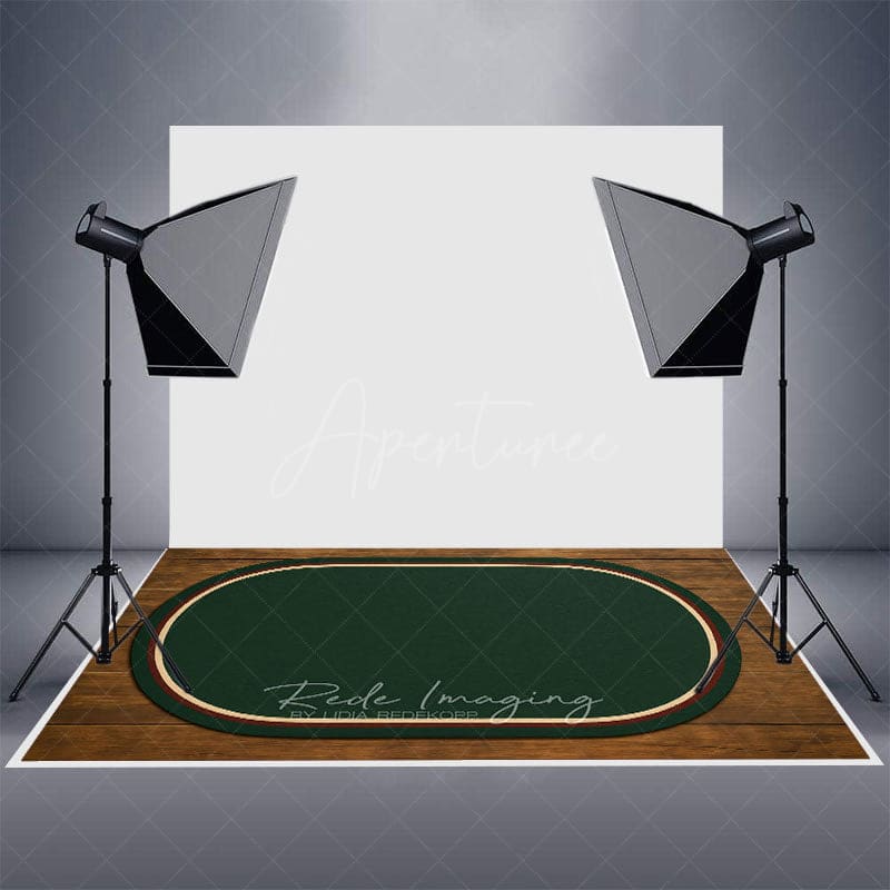 Aperturee - Aperturee Dark Green Rug Wooden Rubber Floor Mat For Photo