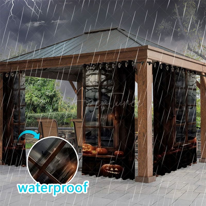 Aperturee - Aperturee Dark Night Window Waterproof Printed Outdoor Curtains