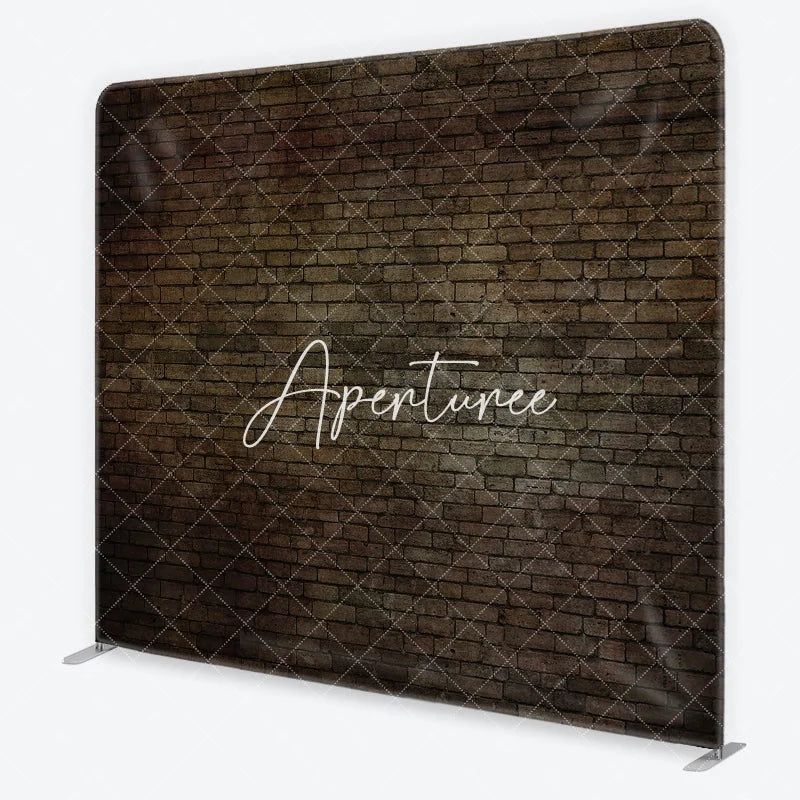 Aperturee - Aperturee Dark Rustic Brick Wall Square Double-Sided Backdrop Vintage Aged Texture for Photography and Studio Props
