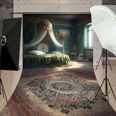 Aperturee - Aperturee Dark Vintage Princess Bedroom Sweep Photo Backdrop