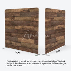 Aperturee - Aperturee Dark Wood Planks Double-Sided Tension Fabric Backdrop Rustic Faux Wooden Wall Farmhouse Photo Booth Background