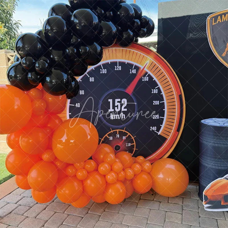 Aperturee - Aperturee Dashboard Display Racing Boy Birthday Round Backdrop