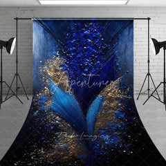 Aperturee - Aperturee Deep Blue and Gold Abstract Burst Backdrop Geometric Shards and Glitter Photography Background