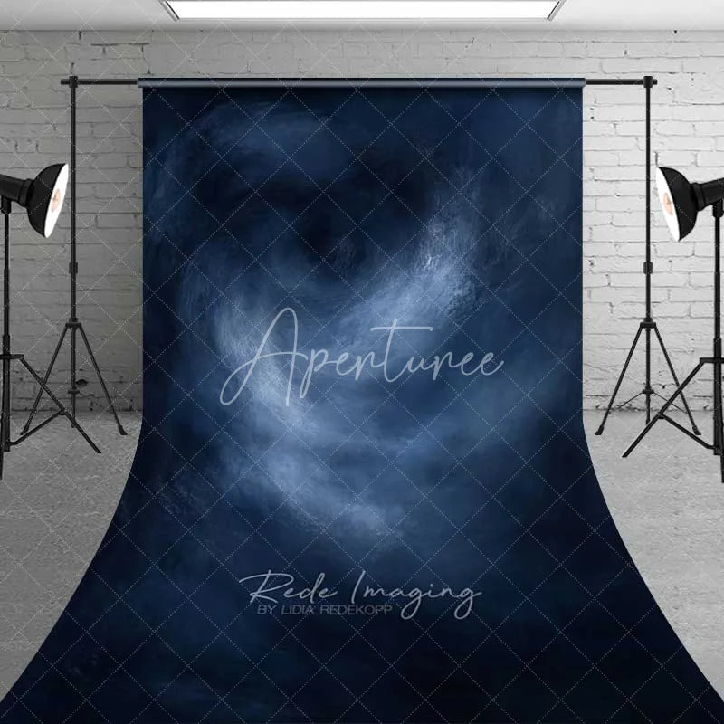 Aperturee - Aperturee Deep Blue Swirling Abstract Backdrop Dark Moody Painted Canvas Professional Fine Art Photography Background