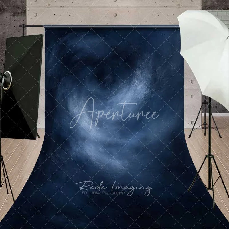 Aperturee - Aperturee Deep Blue Swirling Abstract Backdrop Dark Moody Painted Canvas Professional Fine Art Photography Background