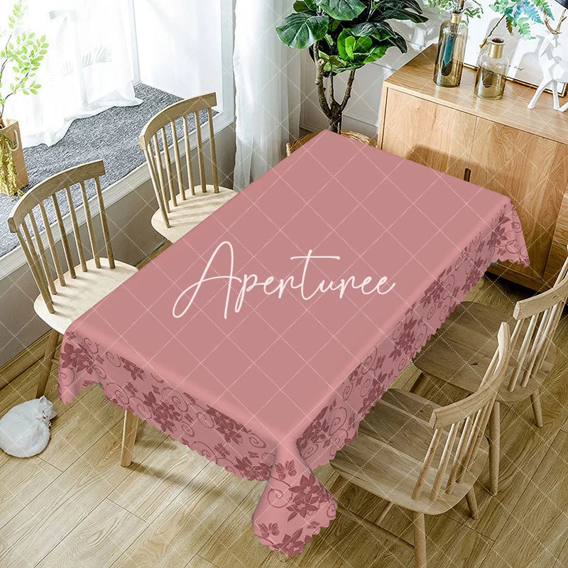 Aperturee - Aperturee Deep Purple Flowers Lace Edging Elegant Tablecloth