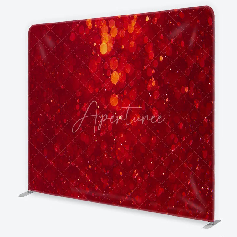 Aperturee - Aperturee Deep Red and Orange Bokeh Tension Fabric Backdrop Vibrant Light Sparkle Photography Background