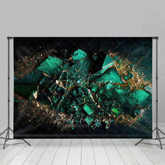 Aperturee - Aperturee Deep Teal Geometric Geode Crystal Backdrop Gold Dust Abstract Art Photography Background Modern Party Decor