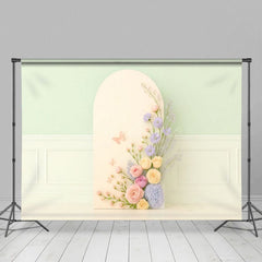 Aperturee - Aperturee Delicate Floral Boho Green Wall Wedding Backdrop