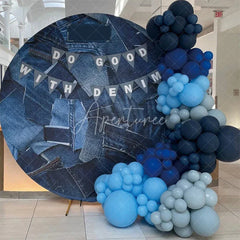 Aperturee - Aperturee Denim Random Splicing Round Birthday Backdrop