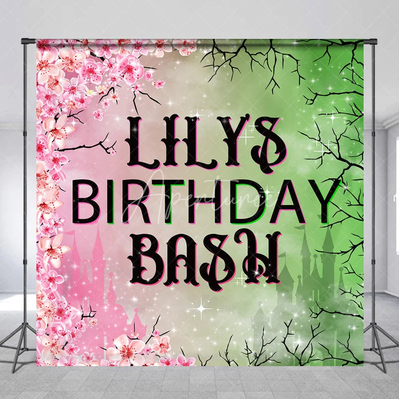 Aperturee - Aperturee Descendants Inspired Birthday Bash Backdrop Good vs Evil Princess Theme Pink and Green Split Custom Party Decor