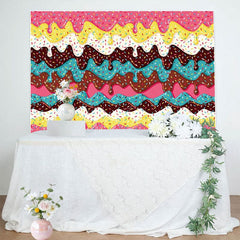 Aperturee - Aperturee Dessert Donut Frosting Sweet Happy Birthday Backdrop