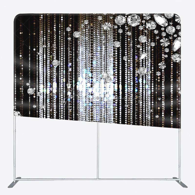 Aperturee - Aperturee Diamond Glitter Dots Black Tension Fabric Backdrop