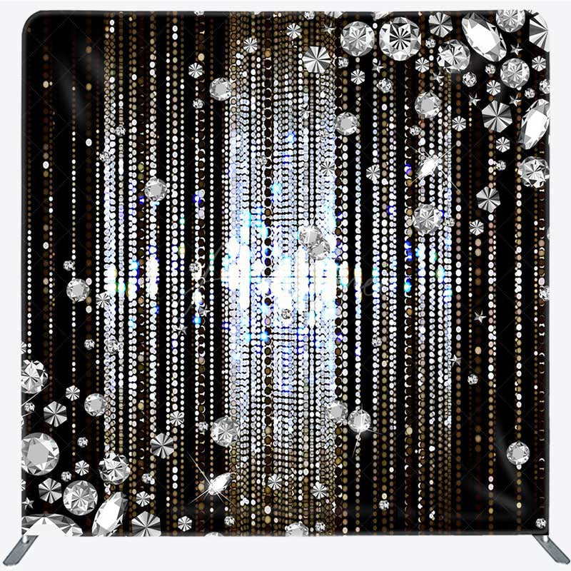 Aperturee - Aperturee Diamond Glitter Dots Black Tension Fabric Backdrop