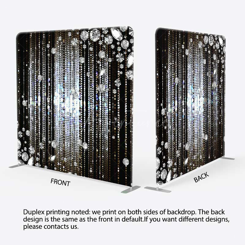 Aperturee - Aperturee Diamond Glitter Dots Black Tension Fabric Backdrop