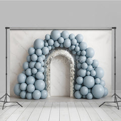 Aperturee Aperturee Disco Balloon Arch Cake Smash Backdrop Dusty Blue Balloons and Mirror Ball Arch Groovy First Birthday Photo Prop