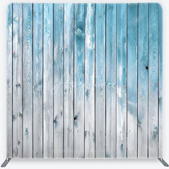 Aperturee - Aperturee Distressed Blue and White Wood Plank Square Double-Sided Backdrop Rustic Shabby Chic Photography Studio Decor