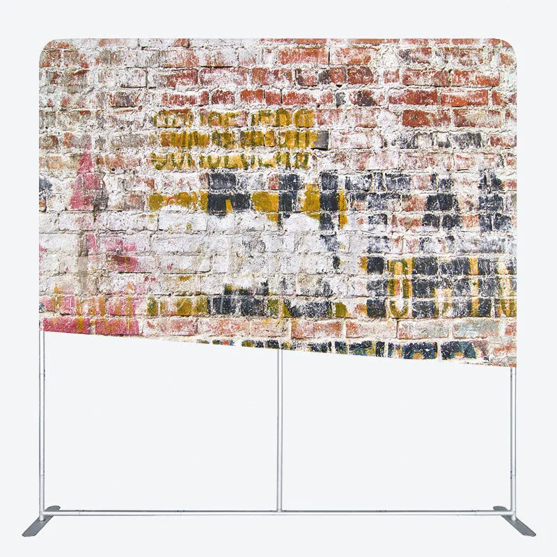 Aperturee - Aperturee Distressed Painted Brick Double-Sided Tension Fabric Backdrop for Industrial Themed Party Urban Photo Booth