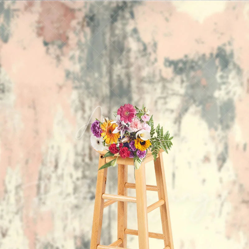 Aperturee - Aperturee Distressed Pink and Grey Retro Wall Backdrop Abstract Peeling Paint Photography Background