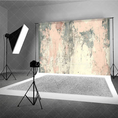 Aperturee - Aperturee Distressed Pink and Grey Retro Wall Backdrop Abstract Peeling Paint Photography Background