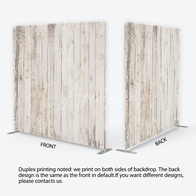 Aperturee - Aperturee Distressed Whitewashed Wood Plank Square Double-Sided Backdrop Rustic Farmhouse Style Photography Background