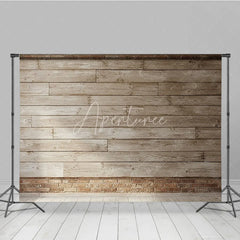 Aperturee - Aperturee Distressed Wood Planks and Rustic Brick Wall Photography Backdrop Vintage Wooden Floor for Studio Shoots