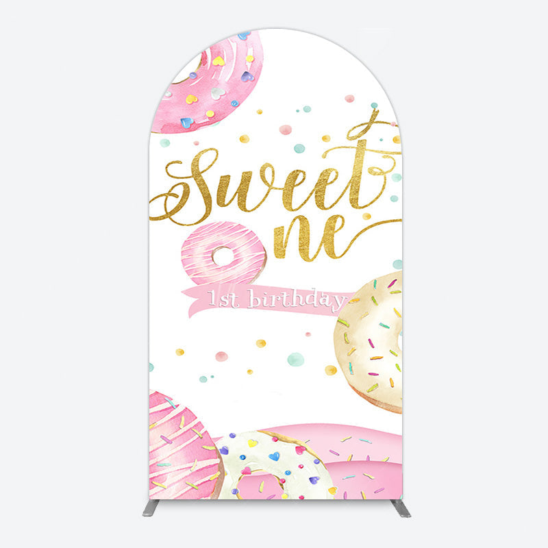 Aperturee - Aperturee Donuts Candyland Sweet One Birthday Arch Backdrop