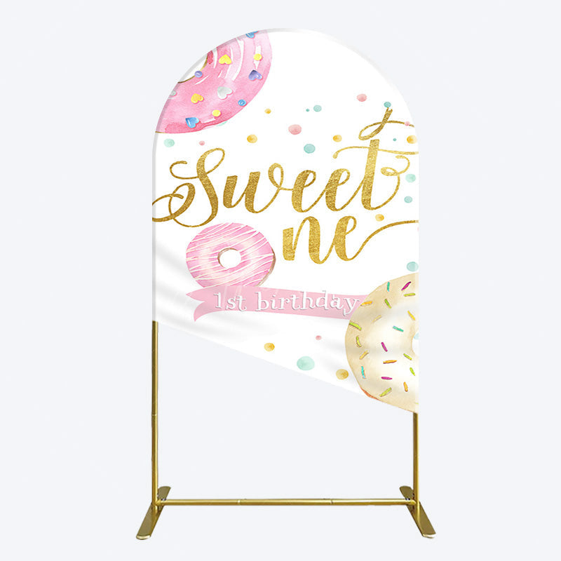 Aperturee - Aperturee Donuts Candyland Sweet One Birthday Arch Backdrop