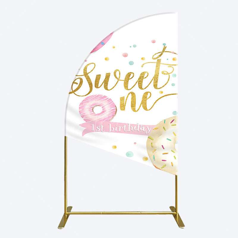 Aperturee - Aperturee Donuts Candyland Sweet One Birthday Half Moon Arch Backdrop