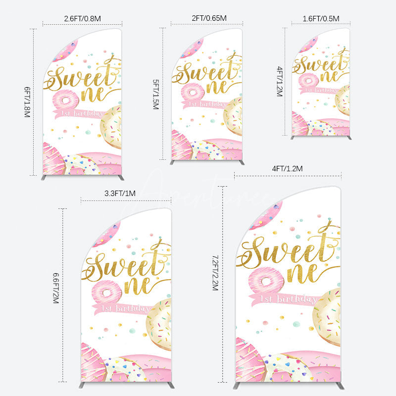 Aperturee - Aperturee Donuts Candyland Sweet One Birthday Half Moon Arch Backdrop