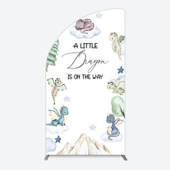 Aperturee - Aperturee Dragon On The Way Baby Shower Half Moon Arch Backdrop