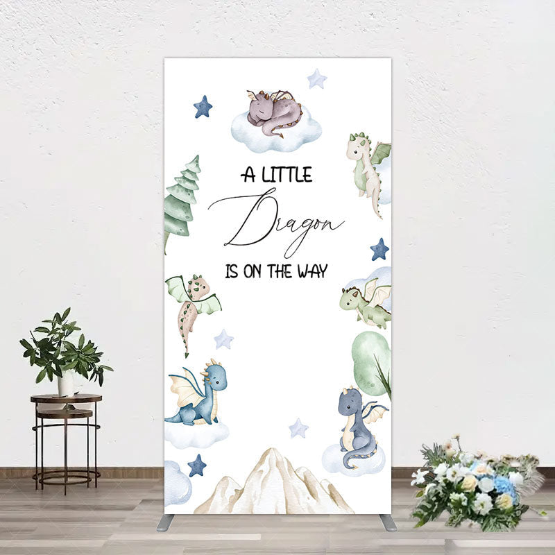 Aperturee - Aperturee Dragon On The Way Baby Shower Rectangle Backdrop