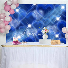 Aperturee - Aperturee Dreamy Blue Hearts and Sparkling Stars Y2K Birthday Backdrop Magical Romantic Celebration Party Decor