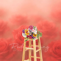 Aperturee - Aperturee Dreamy Floral Sweet Red Roses Photography Backdrop
