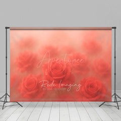 Aperturee - Aperturee Dreamy Floral Sweet Red Roses Photography Backdrop