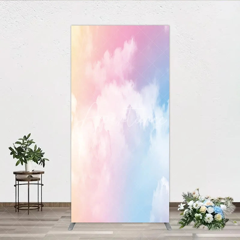 Aperturee - Aperturee Dreamy Pastel Gradient Cloud Rectangle Arch Backdrop Soft Sky Theme for Baby Shower and Birthday Party