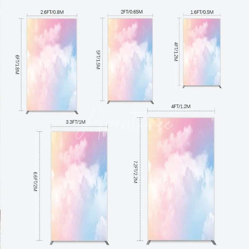 Aperturee - Aperturee Dreamy Pastel Gradient Cloud Rectangle Arch Backdrop Soft Sky Theme for Baby Shower and Birthday Party