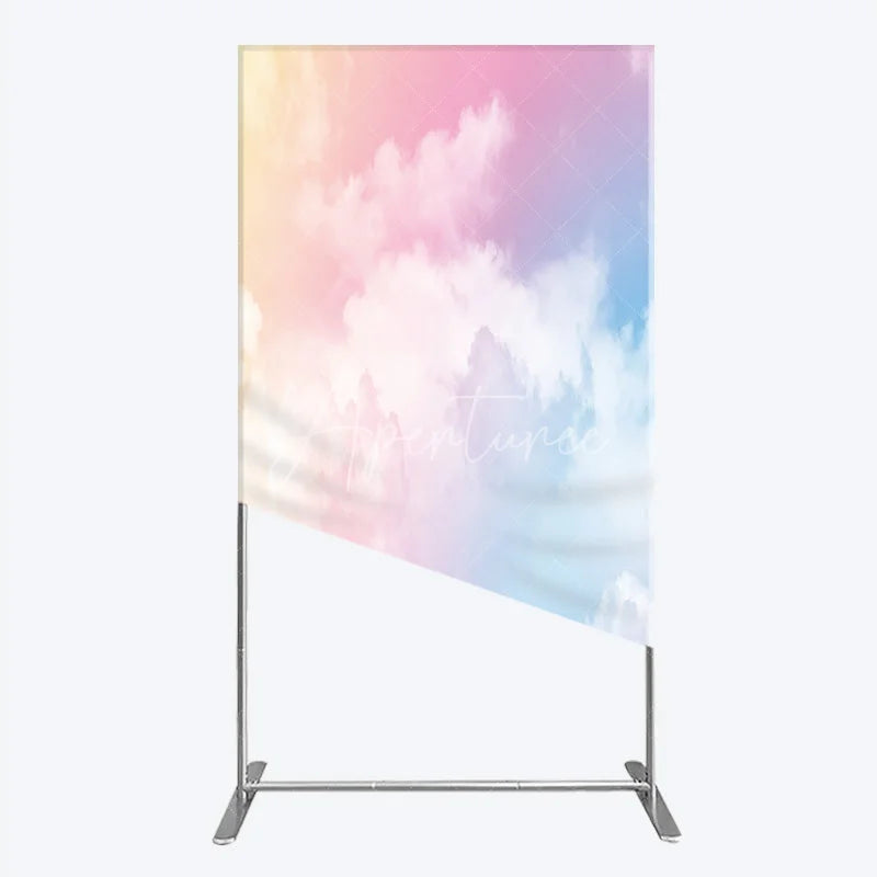 Aperturee - Aperturee Dreamy Pastel Gradient Cloud Rectangle Arch Backdrop Soft Sky Theme for Baby Shower and Birthday Party