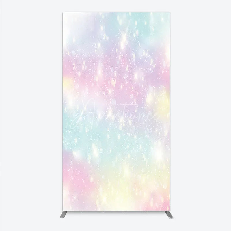 Aperturee - Aperturee Dreamy Pastel Rainbow Glitter Sparkle Rectangle Arch Backdrop Magical Birthday Party Decoration