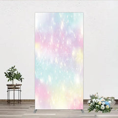 Aperturee - Aperturee Dreamy Pastel Rainbow Glitter Sparkle Rectangle Arch Backdrop Magical Birthday Party Decoration