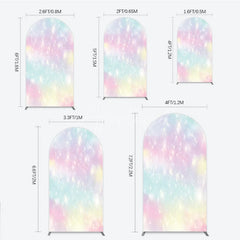 Aperturee - Aperturee Dreamy Pastel Rainbow Glitter Sparkle Round Top Arch Backdrop Magical Birthday Baby Shower Decor