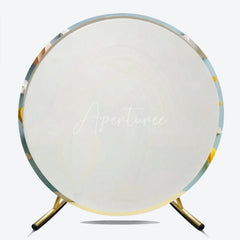Aperturee - Aperturee Dreamy Pastel Rainbow Hot Air Balloon Round Backdrop Whimsical Baby Shower Birthday Party Decor