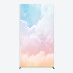 Aperturee - Aperturee Dreamy Pastel Sky Cloud Gradient Rectangle Arch Backdrop Blue Pink Orange Photography Background for Baby Shower