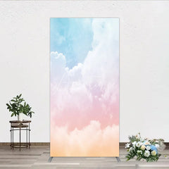 Aperturee - Aperturee Dreamy Pastel Sky Cloud Gradient Rectangle Arch Backdrop Blue Pink Orange Photography Background for Baby Shower